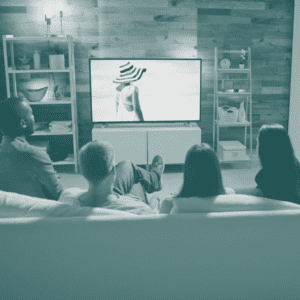 Family watching television