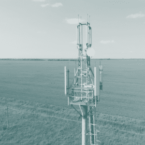 Mobile tower overlooking crop field
