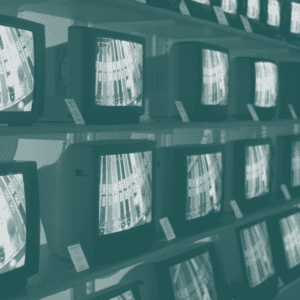 Shelves of TV in store