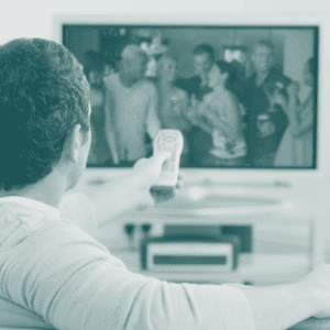 Man in loungeroom watching television