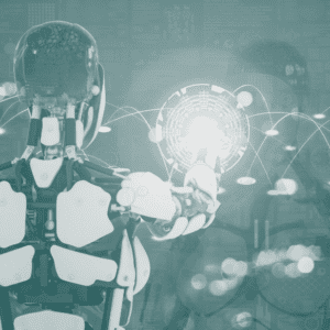 Humanoid robot operating a visual interface