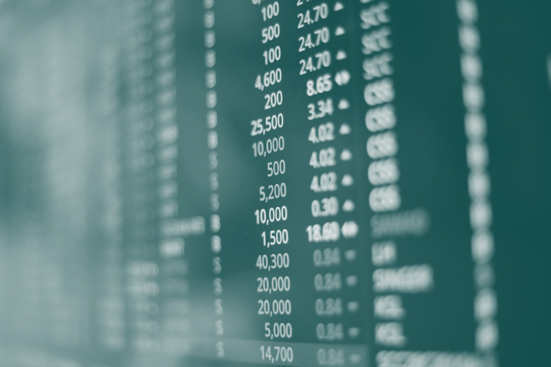 Stock exchange data screen
