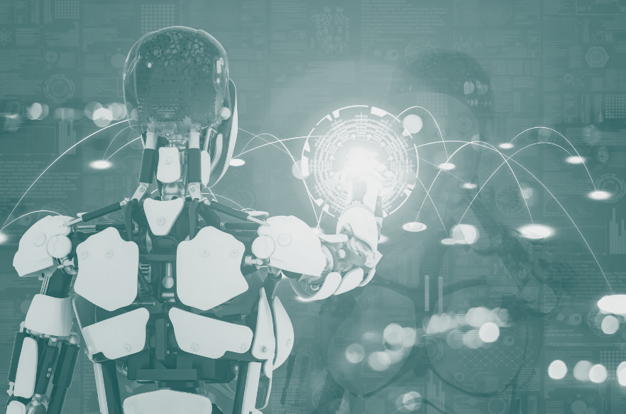 Humanoid robot operating a visual interface