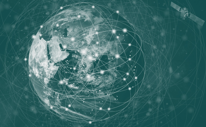 Globe surrounded by orbits
